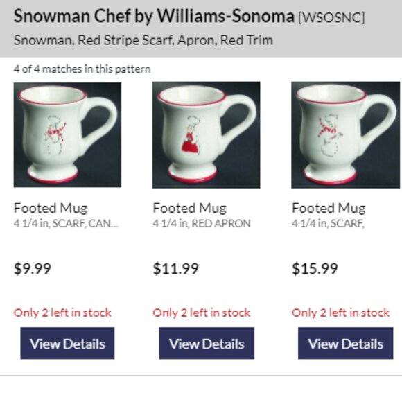 Williams-Sonoma Snowman Chef Set of Four Footed Mugs New in Box - Picture 9 of 10